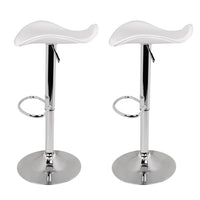 Artiss 2x Bar Stools Leather Gas Lift Chair White - ElectronX Plus