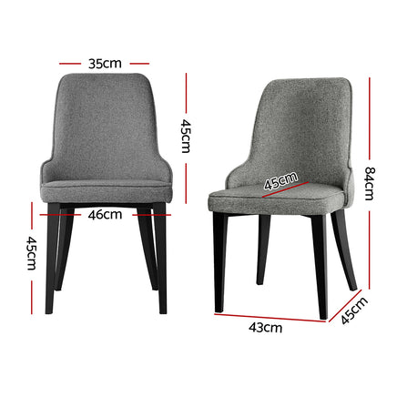 Artiss Dining Chairs Set of 2 Linen Fabric Grey - ElectronX Plus