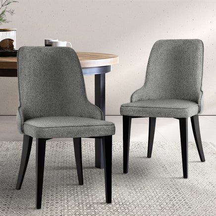 Artiss Dining Chairs Set of 2 Linen Fabric Grey - ElectronX Plus