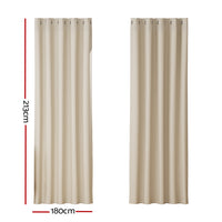 Artiss 2X Blockout Curtains Eyelet 180x213cm Beige - ElectronX Plus