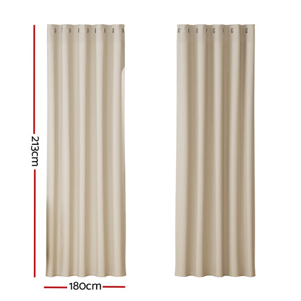 Artiss 2X Blockout Curtains Eyelet 180x213cm Beige - ElectronX Plus