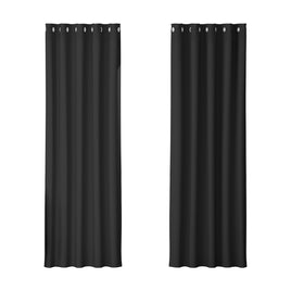 Artiss 2X Blockout Curtains Eyelet 180x213cm Black - ElectronX Plus