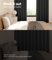 Artiss 2X Blockout Curtains Eyelet 180x213cm Black - ElectronX Plus