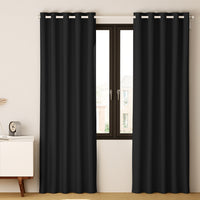 Artiss 2X Blockout Curtains Eyelet 180x213cm Black - ElectronX Plus