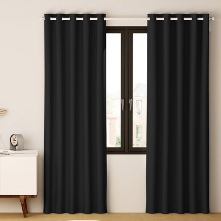 Artiss 2X Blockout Curtains Eyelet 180x213cm Black - ElectronX Plus