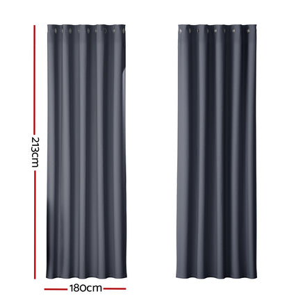 Artiss 2X Blockout Curtains Eyelet 180x213cm Charcoal - ElectronX Plus