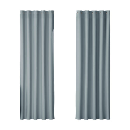 Artiss 2X Blockout Curtains Eyelet 180x213cm Grey - ElectronX Plus