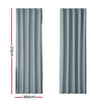 Artiss 2X Blockout Curtains Eyelet 180x213cm Grey - ElectronX Plus