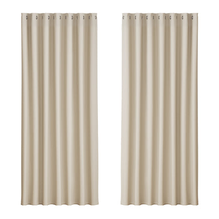 Artiss 2X Blockout Curtains Eyelet 240x230cm Beige - ElectronX Plus