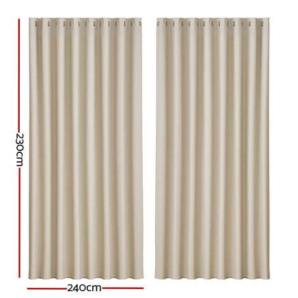 Artiss 2X Blockout Curtains Eyelet 240x230cm Beige - ElectronX Plus