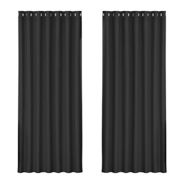 Artiss 2X Blockout Curtains Eyelet 240x230cm Black - ElectronX Plus