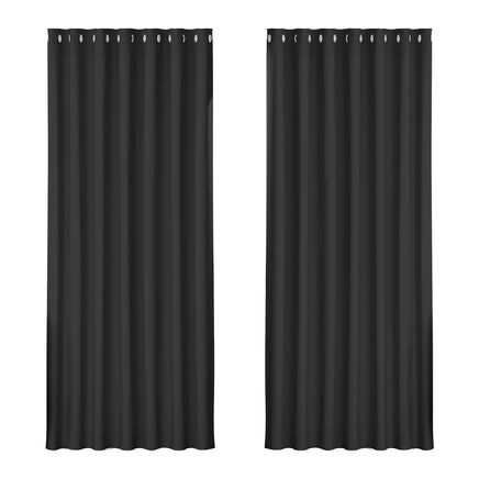 Artiss 2X Blockout Curtains Eyelet 240x230cm Black - ElectronX Plus