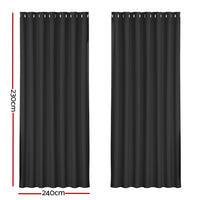 Artiss 2X Blockout Curtains Eyelet 240x230cm Black - ElectronX Plus