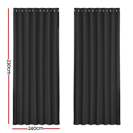 Artiss 2X Blockout Curtains Eyelet 240x230cm Black - ElectronX Plus