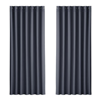 Artiss 2X Blockout Curtains Eyelet 240x230cm Charcoal - ElectronX Plus