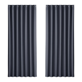 Artiss 2X Blockout Curtains Eyelet 240x230cm Charcoal - ElectronX Plus