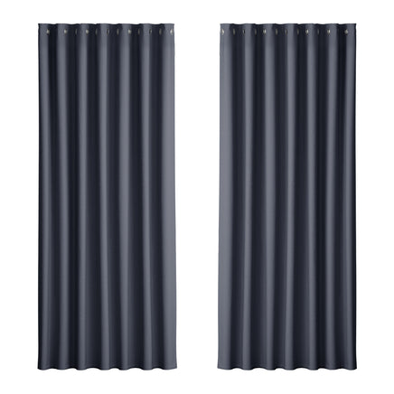 Artiss 2X Blockout Curtains Eyelet 240x230cm Charcoal - ElectronX Plus