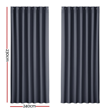 Artiss 2X Blockout Curtains Eyelet 240x230cm Charcoal - ElectronX Plus