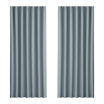 Artiss 2X Blockout Curtains Eyelet 240x230cm Grey - ElectronX Plus