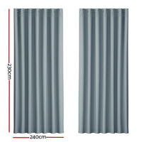 Artiss 2X Blockout Curtains Eyelet 240x230cm Grey - ElectronX Plus