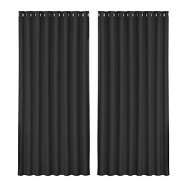 Artiss 2X Blockout Curtains Eyelet 300x230cm Black - ElectronX Plus