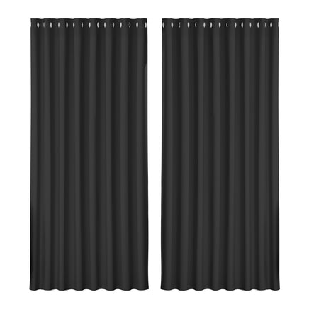 Artiss 2X Blockout Curtains Eyelet 300x230cm Black - ElectronX Plus