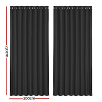 Artiss 2X Blockout Curtains Eyelet 300x230cm Black - ElectronX Plus