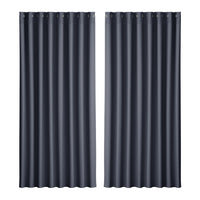 Artiss 2X Blockout Curtains Eyelet 300x230cm Charcoal - ElectronX Plus