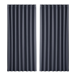 Artiss 2X Blockout Curtains Eyelet 300x230cm Charcoal - ElectronX Plus