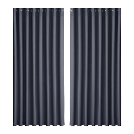 Artiss 2X Blockout Curtains Eyelet 300x230cm Charcoal - ElectronX Plus