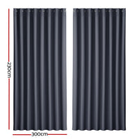 Artiss 2X Blockout Curtains Eyelet 300x230cm Charcoal - ElectronX Plus