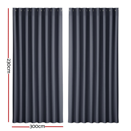 Artiss 2X Blockout Curtains Eyelet 300x230cm Charcoal - ElectronX Plus