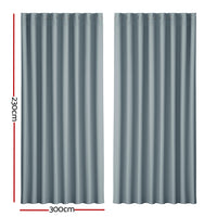 Artiss 2X Blockout Curtains Eyelet 300x230cm Grey - ElectronX Plus