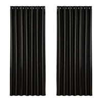 Artiss 2X Blockout Curtains Eyelet 240x230cm Black Shine - ElectronX Plus