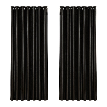 Artiss 2X Blockout Curtains Eyelet 240x230cm Black Shine - ElectronX Plus