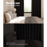 Artiss 2X Blockout Curtains Eyelet 240x230cm Black Shine - ElectronX Plus