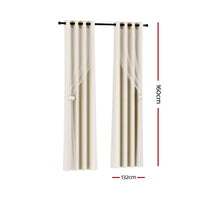 Artiss 2X 132x160cm Blockout Sheer Curtains Beige - ElectronX Plus