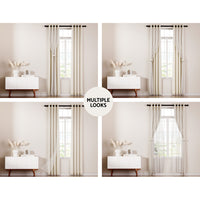 Artiss 2X 132x160cm Blockout Sheer Curtains Beige - ElectronX Plus