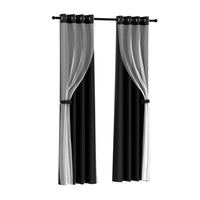 Artiss 2X 132x160cm Blockout Sheer Curtains Black - ElectronX Plus