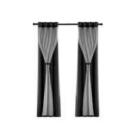 Artiss 2X 132x160cm Blockout Sheer Curtains Black - ElectronX Plus