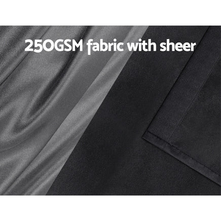 Artiss 2X 132x160cm Blockout Sheer Curtains Black - ElectronX Plus