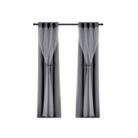 Artiss 2X 132x160cm Blockout Sheer Curtains Charcoal - ElectronX Plus