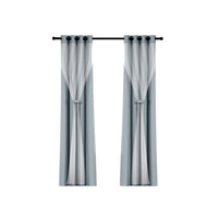 Artiss 2X 132x160cm Blockout Sheer Curtains Light Grey - ElectronX Plus