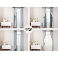 Artiss 2X 132x160cm Blockout Sheer Curtains Light Grey - ElectronX Plus