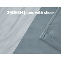 Artiss 2X 132x160cm Blockout Sheer Curtains Light Grey - ElectronX Plus