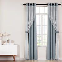 Artiss 2X 132x160cm Blockout Sheer Curtains Light Grey - ElectronX Plus