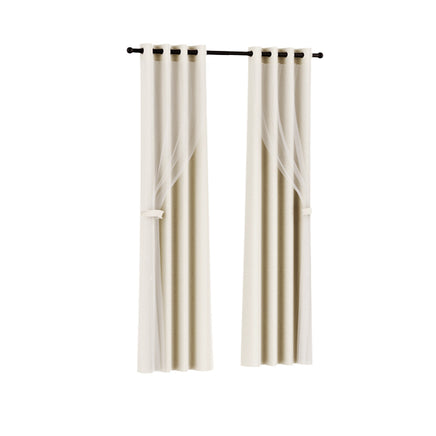 Artiss 2X 132x242cm Blockout Sheer Curtains Beige - ElectronX Plus