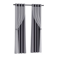 Artiss 2X 132x242cm Blockout Sheer Curtains Charcoal - ElectronX Plus