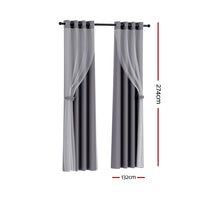 Artiss 2X 132x274cm Blockout Sheer Curtains Charcoal - ElectronX Plus