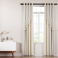 Artiss 2X 132x304cm Blockout Sheer Curtains Beige - ElectronX Plus